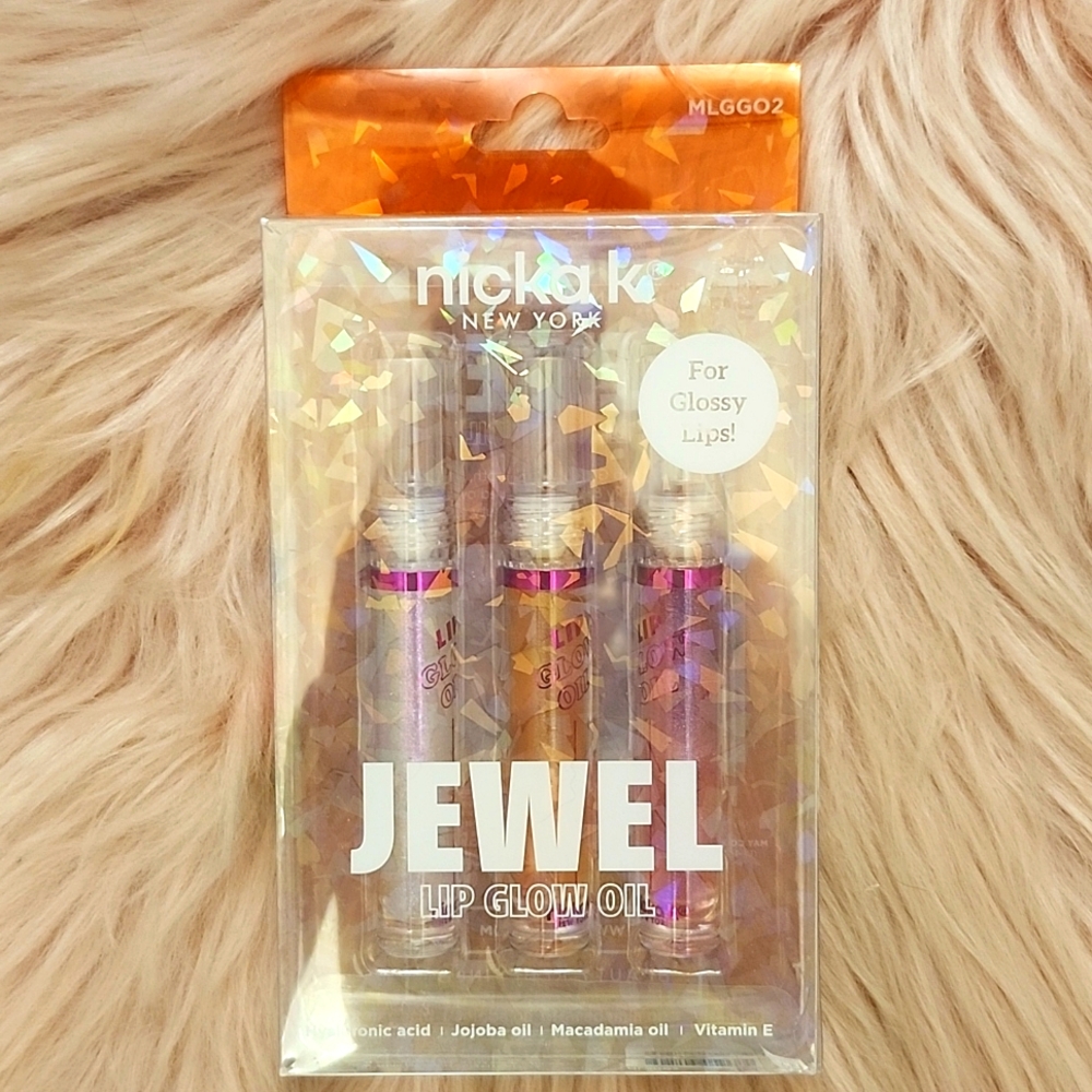 Brand New NICKA K JEWEL LIP GLOW OIL-3CT